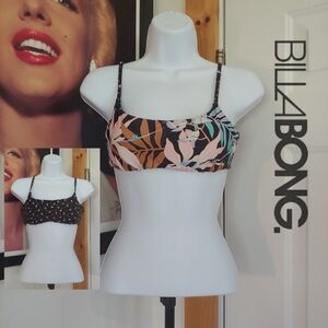 Billabong Standard Tropic Mini Crop Bikini Top, Women's Size XS, Reversible